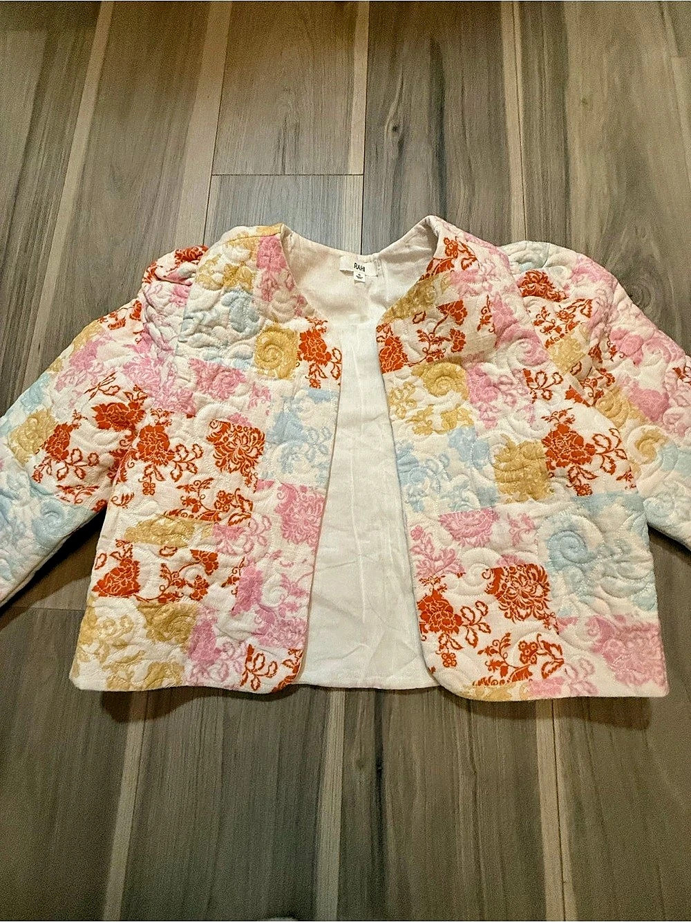 RAHI Floral Quilted Jacket in White & Pink Like New
